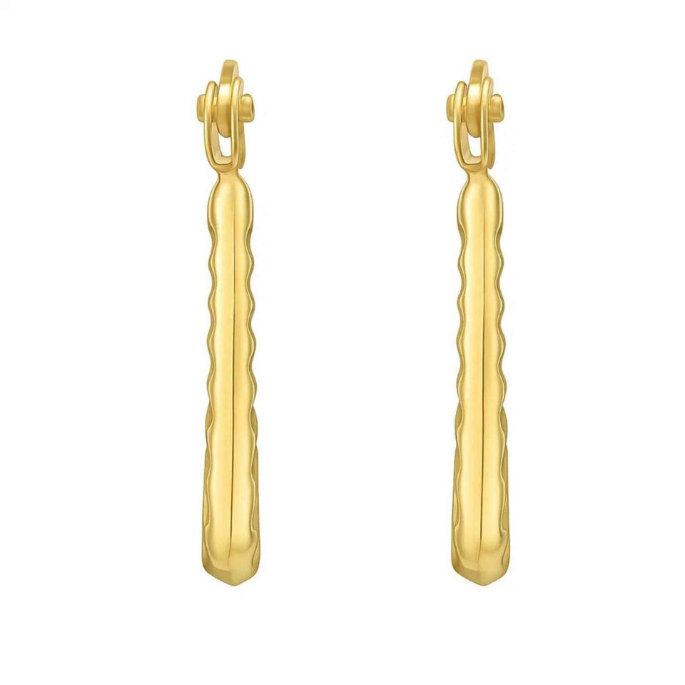 14K Yellow Gold Round Back to Back Hoop Earrings