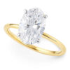 3 ct tw lab-grown diamond solitaire oval ring in solid 14K yellow gold, engagement ring, view 2