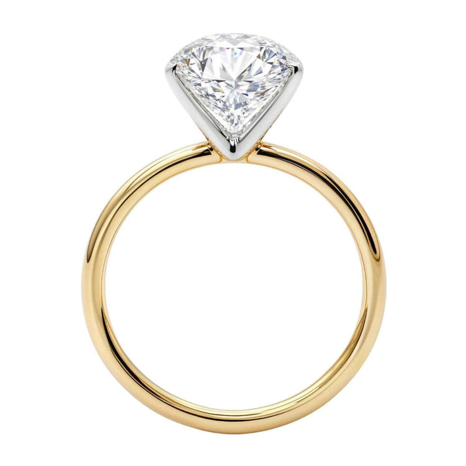 3 ct tw lab-grown diamond solitaire oval ring in solid 14K yellow gold, engagement ring, view 3
