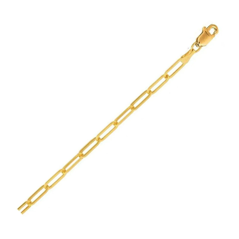 14K Yellow Gold Paperclip Anklet 3.2mm