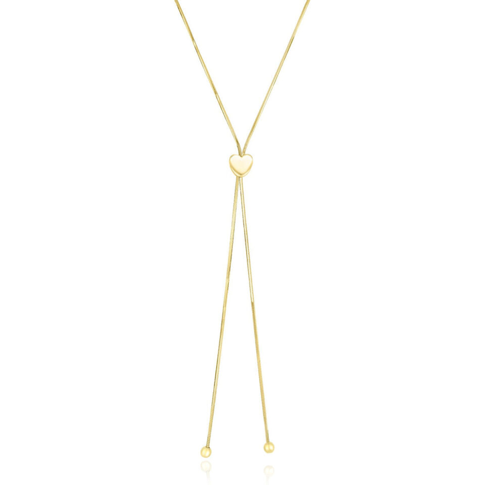 14K Yellow Gold Adjustable Heart Necklace