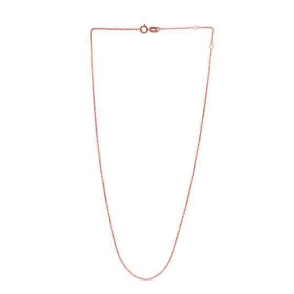 14K Rose Gold Adjustable Cable Chain 0.97mm