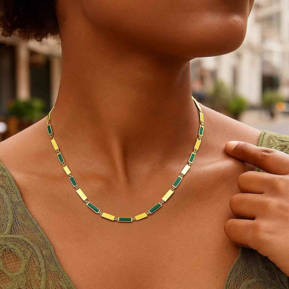 14K Yellow Gold Malachite Necklace