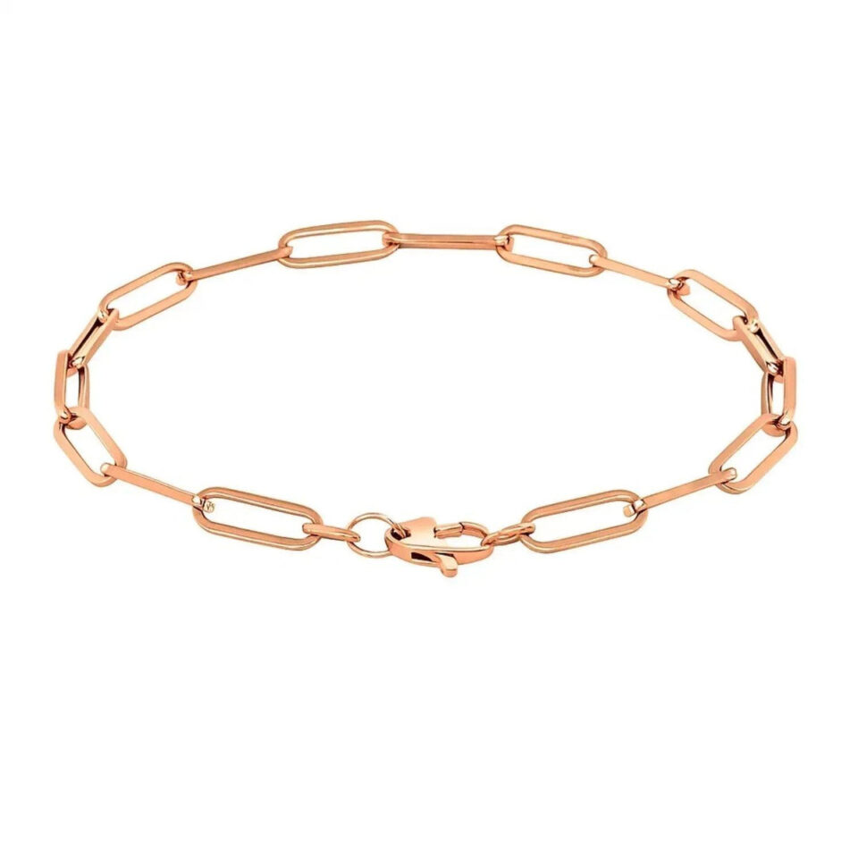 Paperclip bracelet in solid 14K rose gold, view 3
