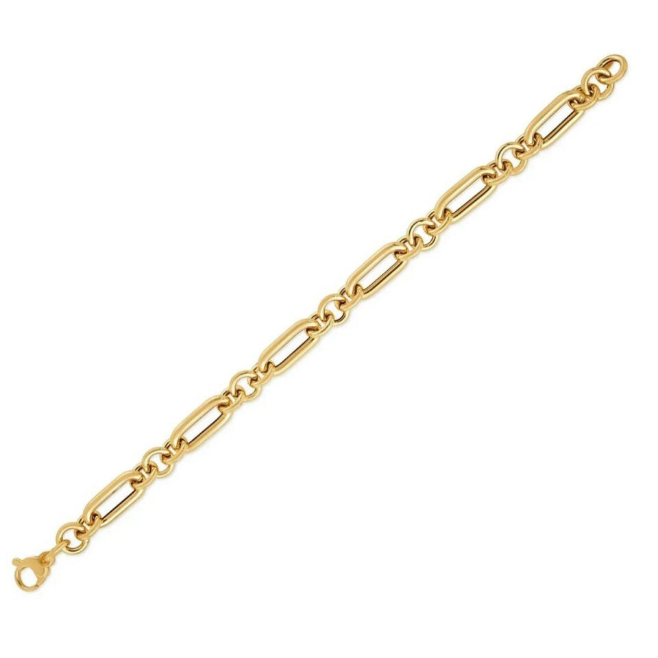 8.00mm paperclip round bracelet in solid 14K yellow gold, view 6