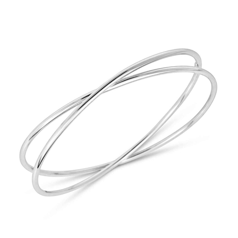 Sterling Silver, Rhodium Plated Cross Bangle