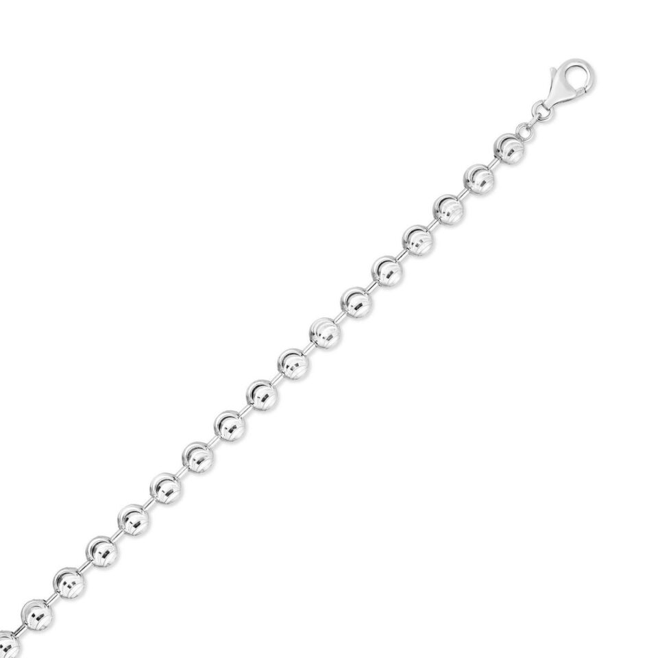 Sterling Silver Rhodium Plated Moon Cut Bead