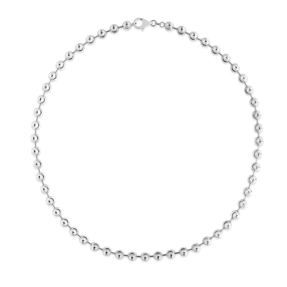Moon Cut Bead Chain, 6 mm, Rhodium-Plated Sterling Silver