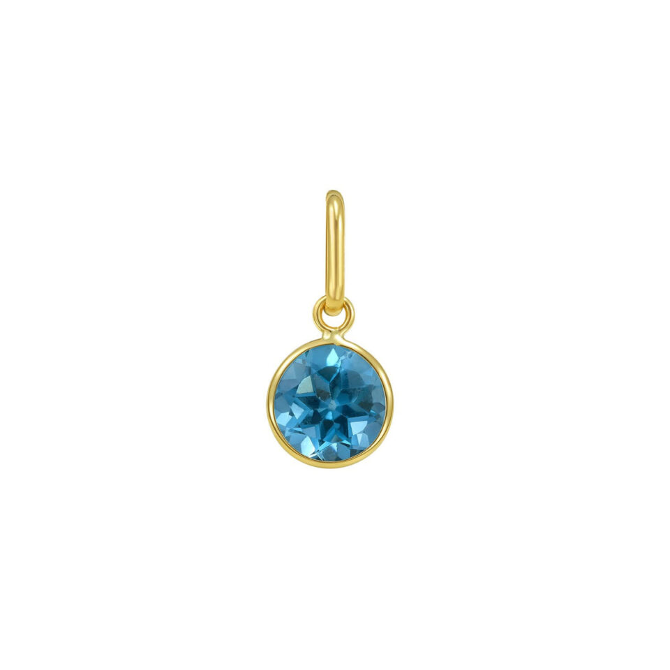 14K Yellow Gold Round Topaz Pendant