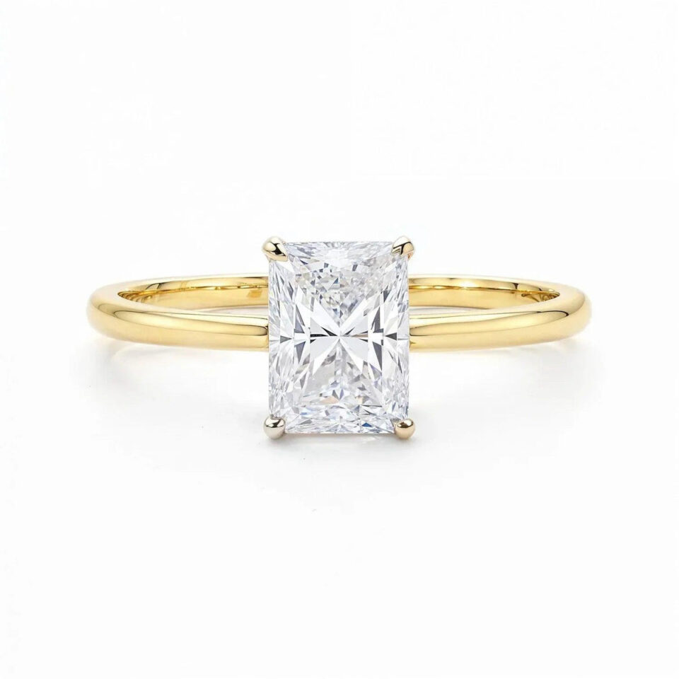 14K Yellow Gold Radiant Lab-Grown Diamond Ring
