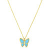 14K Yellow Gold Butterfly Turquoise Paste Necklace
