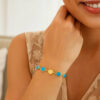 Turquoise bracelet in solid 14K yellow gold, view 5