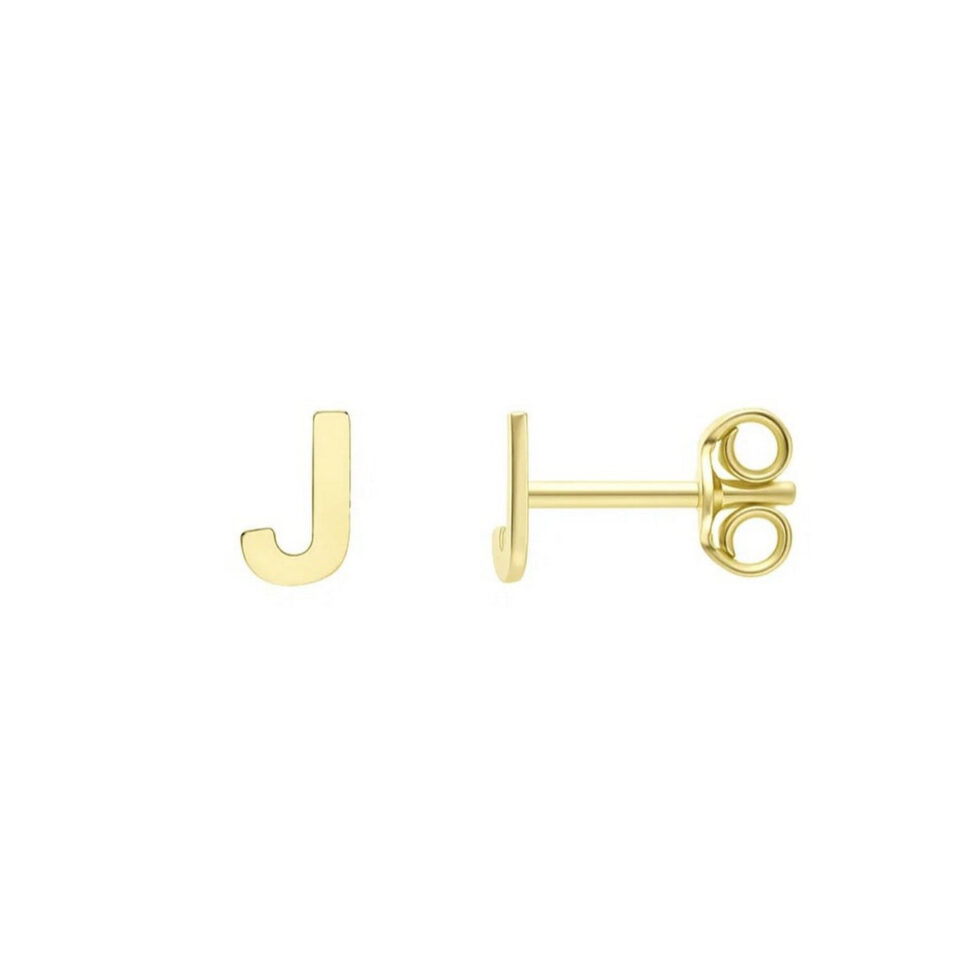14K Yellow Gold Initial Stud Earrings