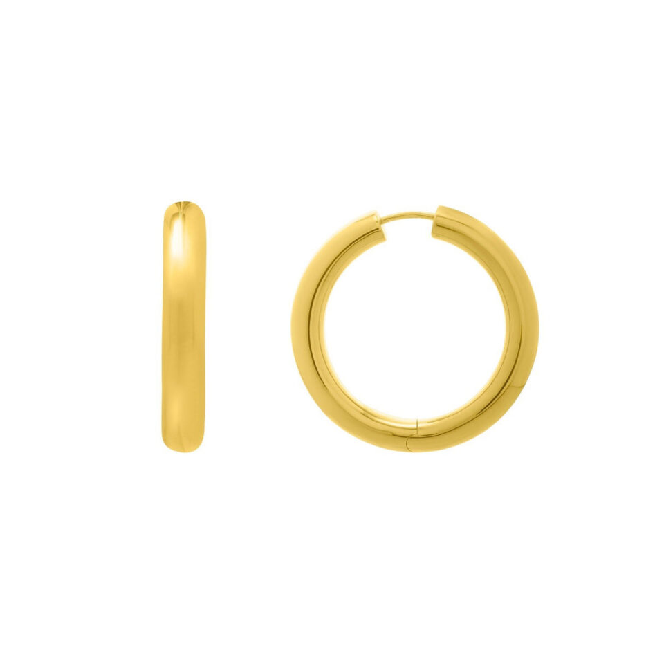 Round Hoop Earrings, Gold-Plated Sterling Silver, 9.7 g