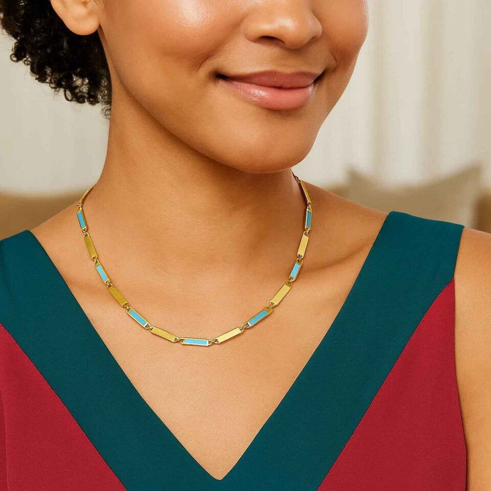 14K Yellow Gold Turquoise Necklace