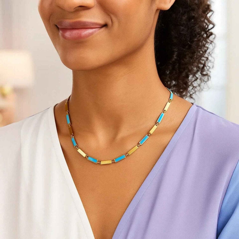 14K Yellow Gold Turquoise Necklace