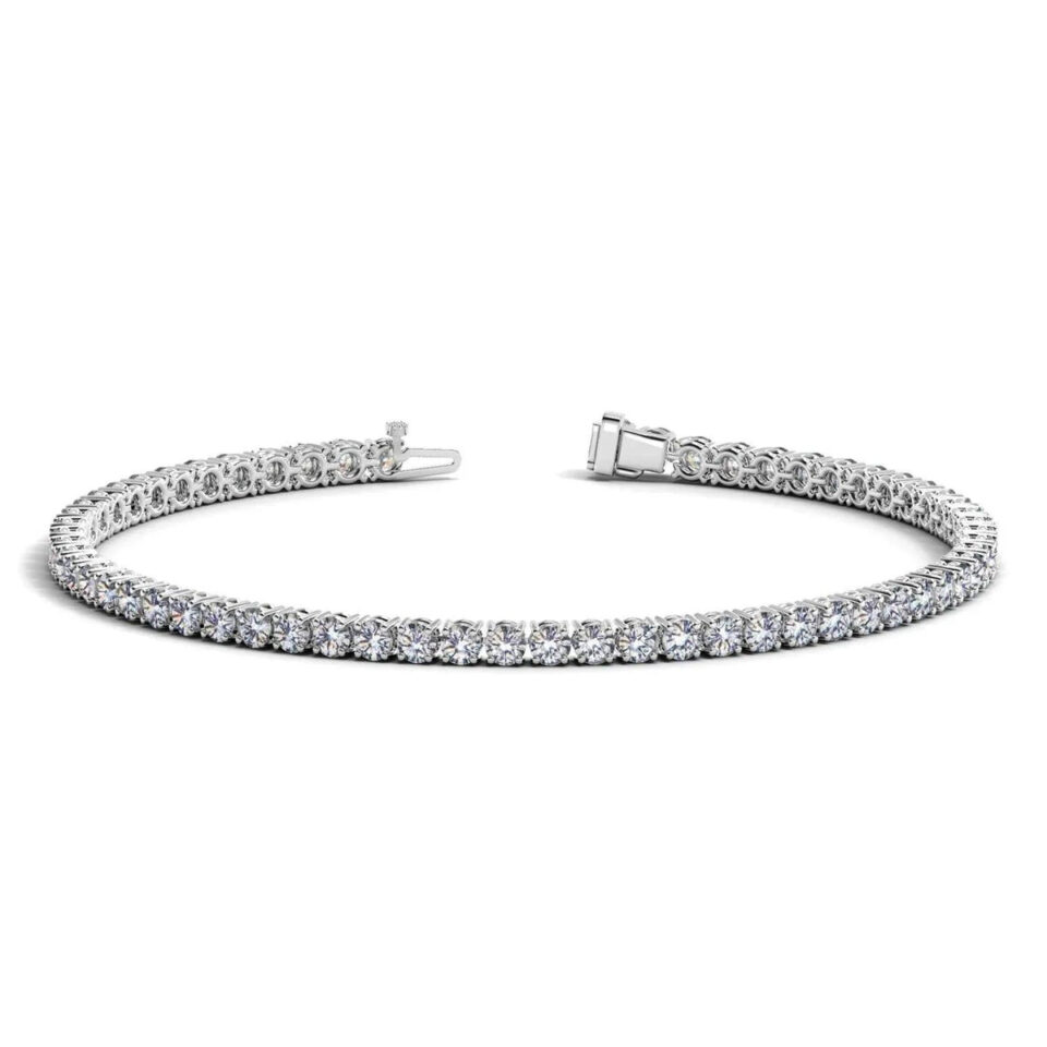 14K White Gold Lab-Grown Diamond Round Tennis Bracelet, 4 ct tw