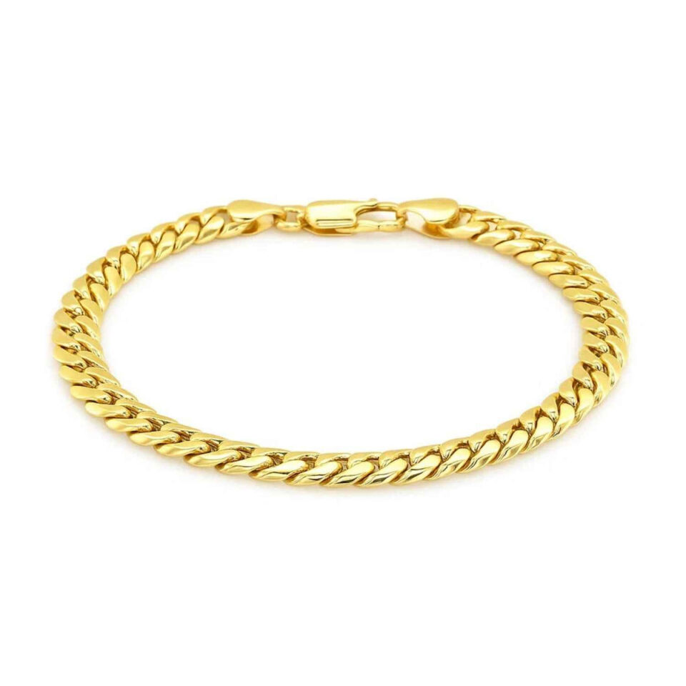 14k Yellow Gold Semi Solid Miami Cuban Bracelet