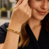 9.30mm paperclip oval bracelet in solid 14K yellow gold, view 4