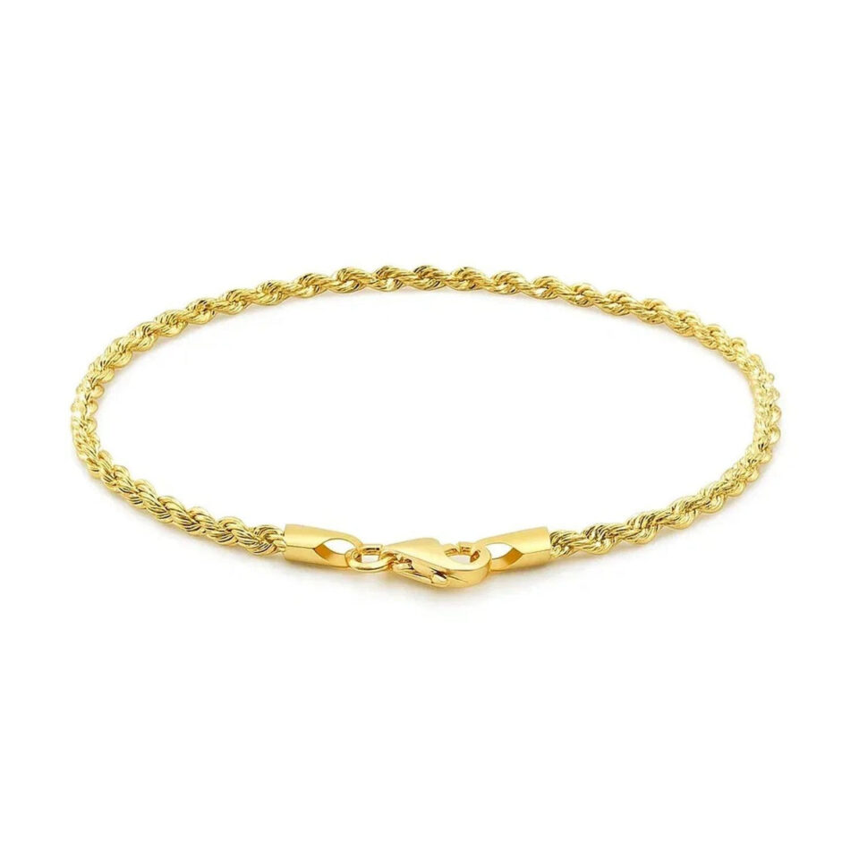 10K Yellow Gold Rope Bracelet 2.50mm
