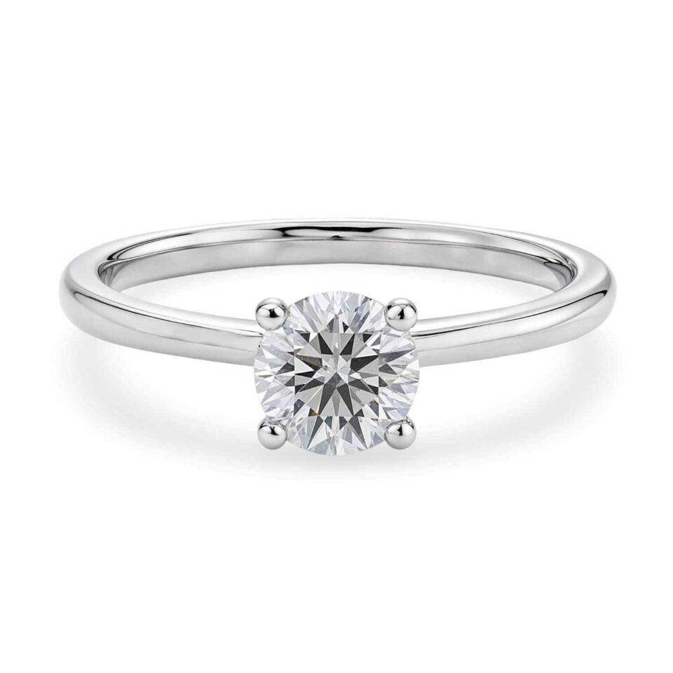 14K White Gold Lab-Grown Diamond Solitaire Round Ring 1cttw