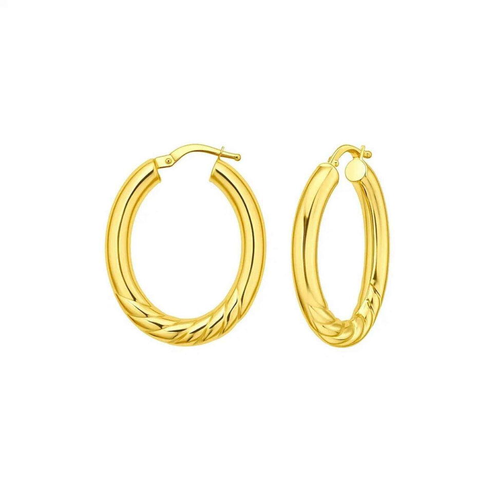 14K Yellow Gold Twisted Hoop Earrings