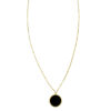14K Yellow Gold Inlay Circle Onyx Necklace