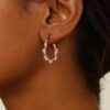 14K Rose Gold Hoop Earrings Scalloped