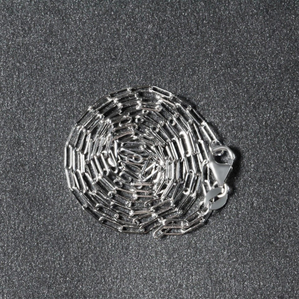 18K White Gold Paperclip Chain