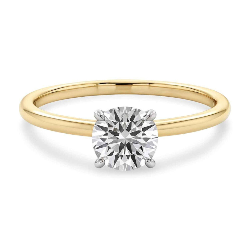 10K Yellow Gold Lab-Grown Diamond Solitaire Round Ring 3/4cttw