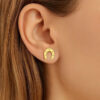 14K Yellow Gold Earrings Horseshoe