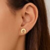 14K Yellow Gold Earrings Horseshoe