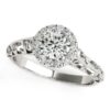 Halo round lab-grown diamond engagement ring in solid 14K white gold