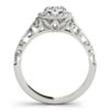 Halo round lab-grown diamond engagement ring in solid 14K white gold, view 2