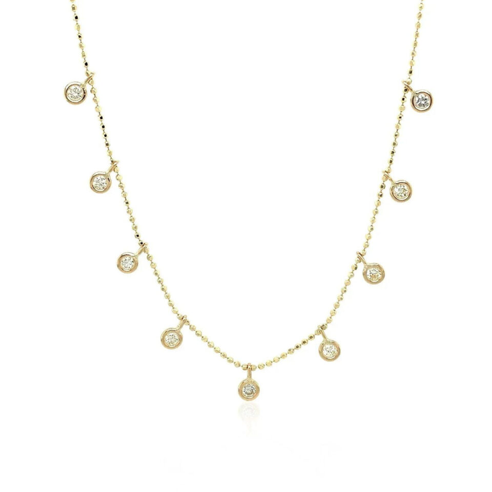 14K Yellow Gold Round Lab-Grown Diamond Charm Necklace