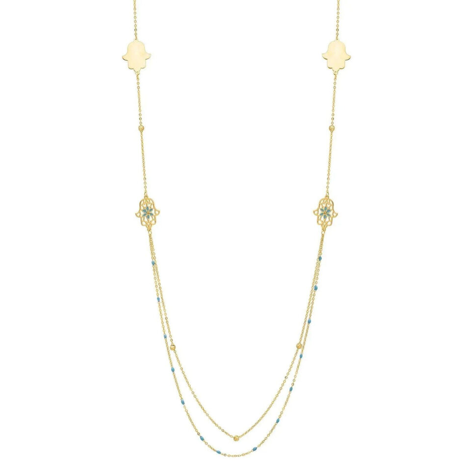 14K Yellow Gold Necklace Long