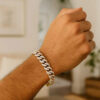 9.50mm pave curb bracelet in solid 14K white gold, view 4