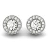 Round halo lab-grown diamond earrings in solid 14K white gold