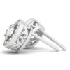 Round halo lab-grown diamond earrings in solid 14K white gold, view 2