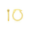 14K Yellow Gold Bead Hoop Earrings Hinged