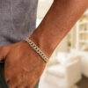 Pave cuban 6.50mm in solid 14K yellow and white gold, view 2