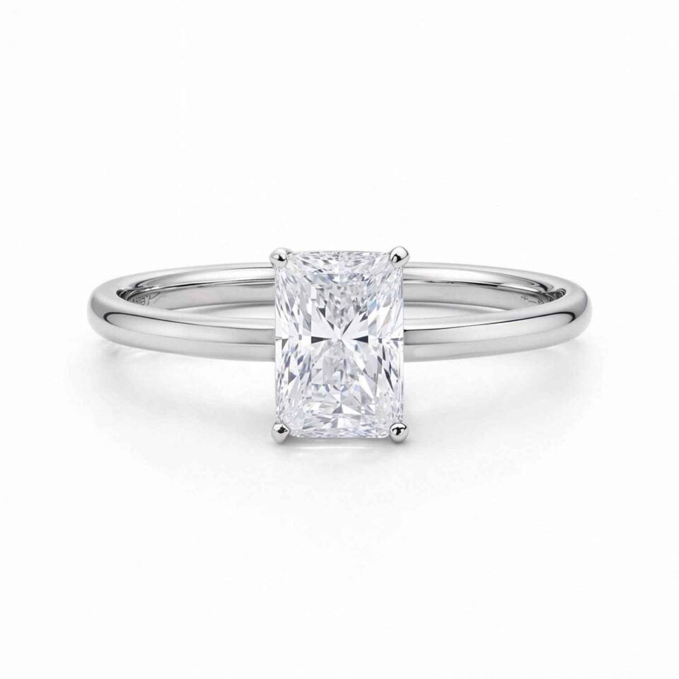 10K White Gold Lab-Grown Diamond Radiant Solitaire Ring 1cttw
