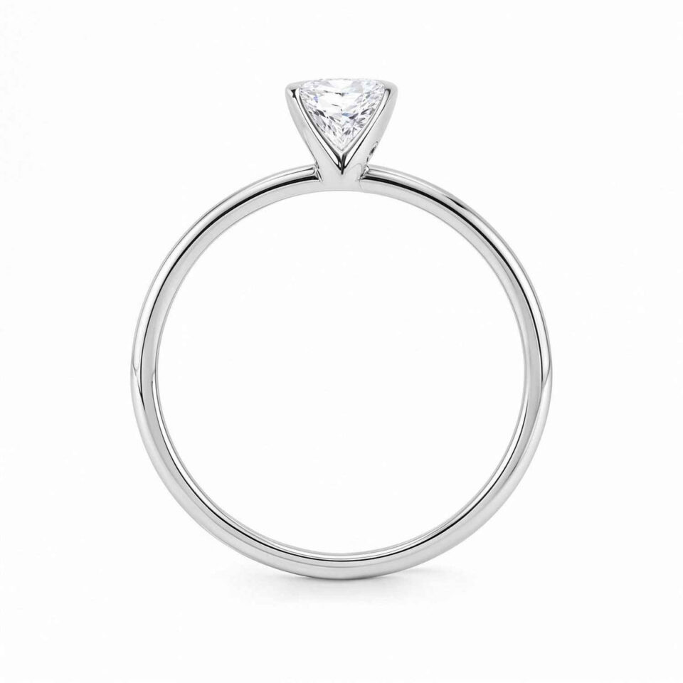 1 ct tw lab-grown diamond radiant solitaire ring in solid 10K white gold, engagement ring, view 4