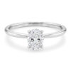 1 ct tw lab-grown diamond solitaire oval ring in solid 14K white gold, engagement ring