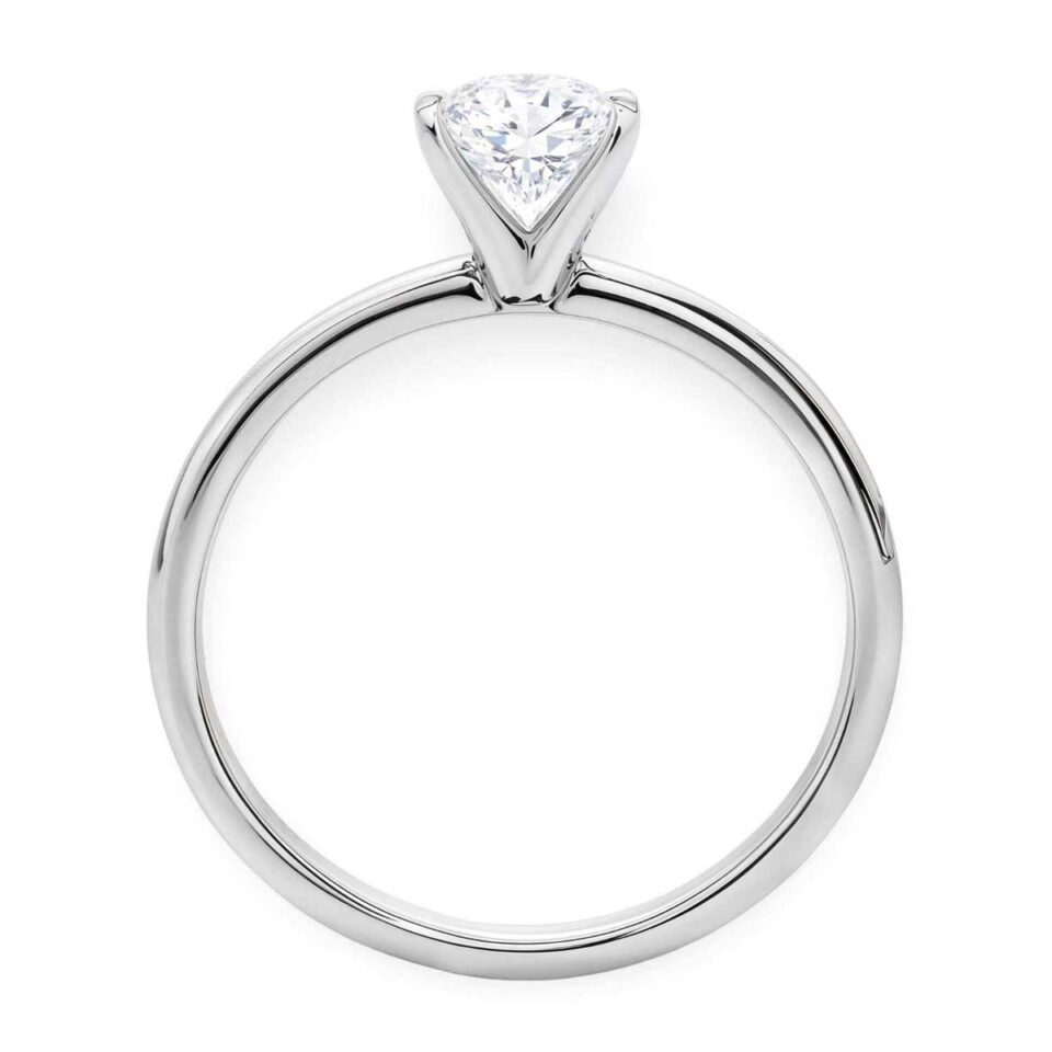 1 ct tw lab-grown diamond solitaire oval ring in solid 14K white gold, engagement ring, view 3