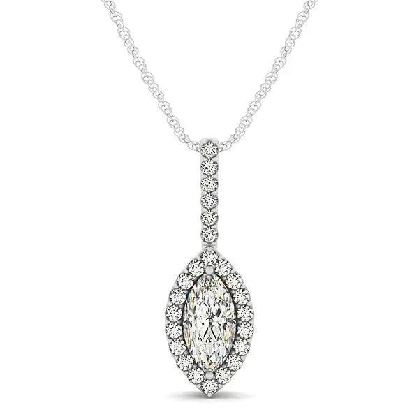14K White Gold Halo Lab-Grown Diamond Pendant