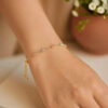 Oval textured bracelet in solid 14K tri-colour gold, view 6