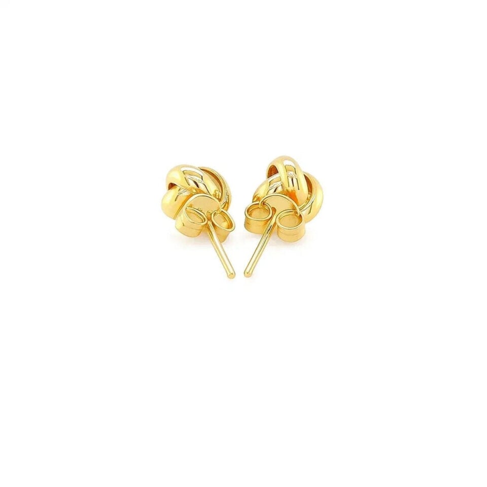 9mm stud earrings in solid 10K yellow gold, view 3