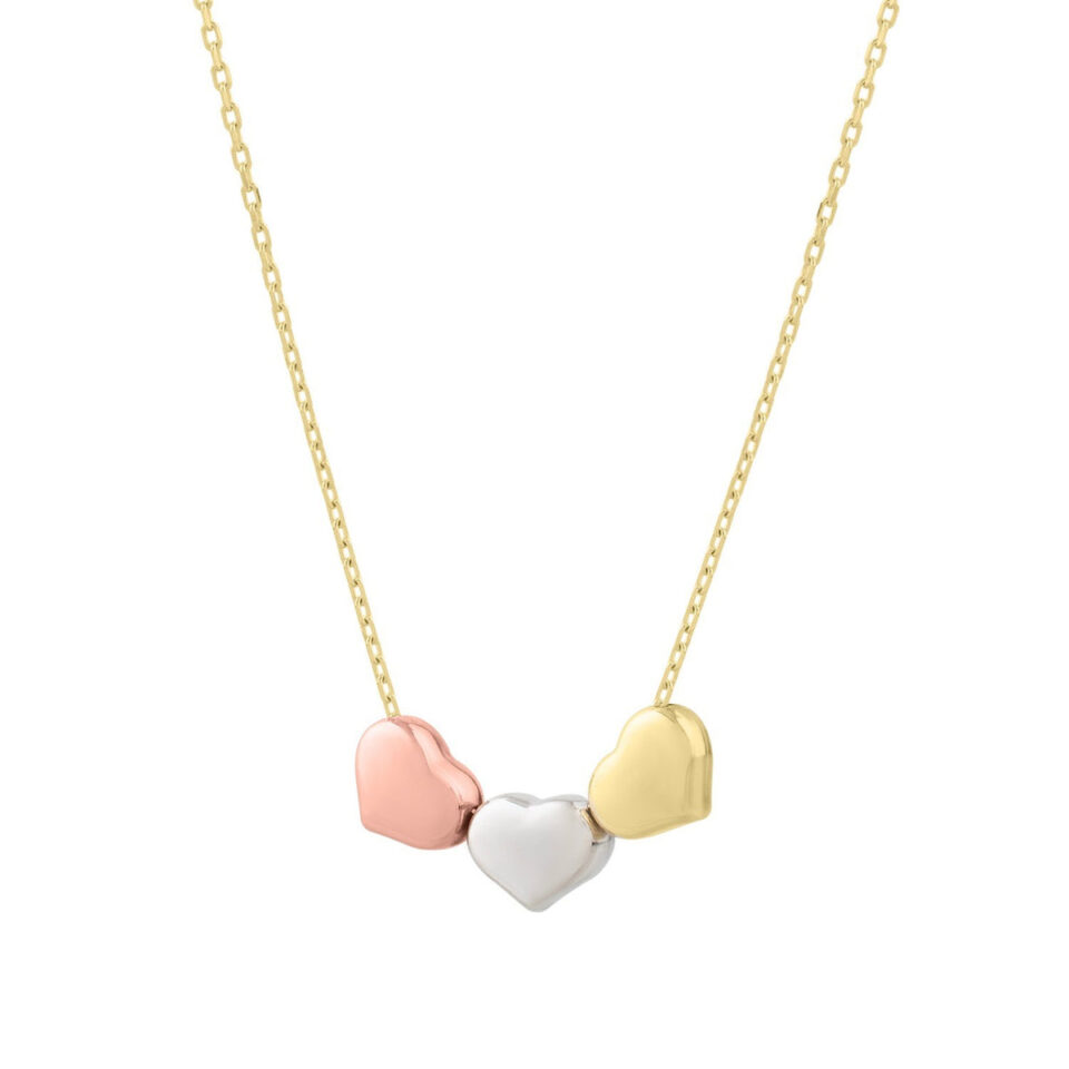 14K Tri-Colour Gold Heart Necklace