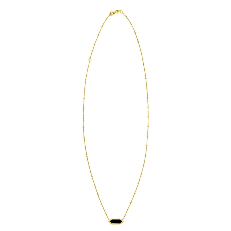 14K Yellow Gold Onyx Pendant Necklace